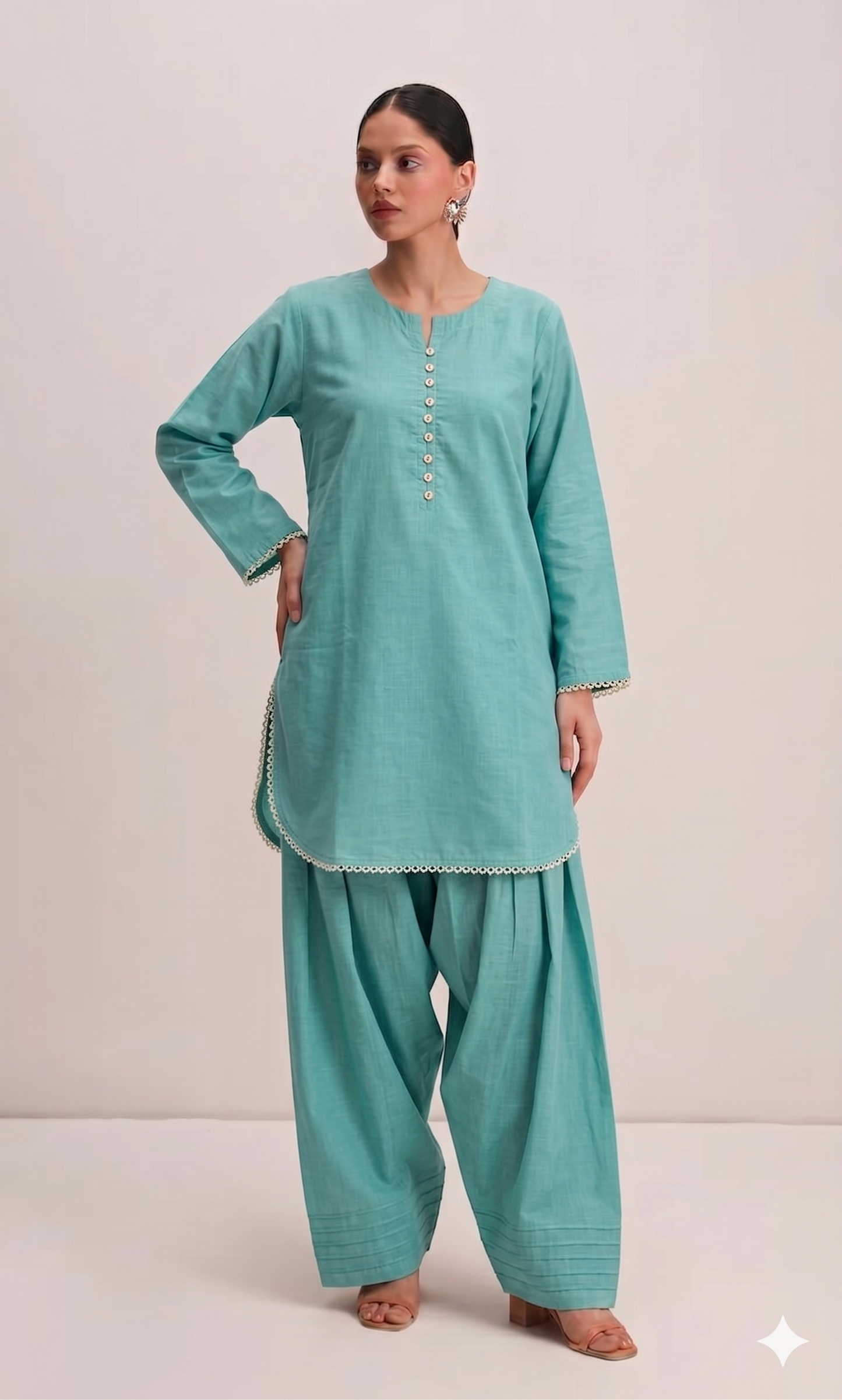 FARSHI SHALWAR SOLID LAWN SLUB TWO PEICE (STITCHED)