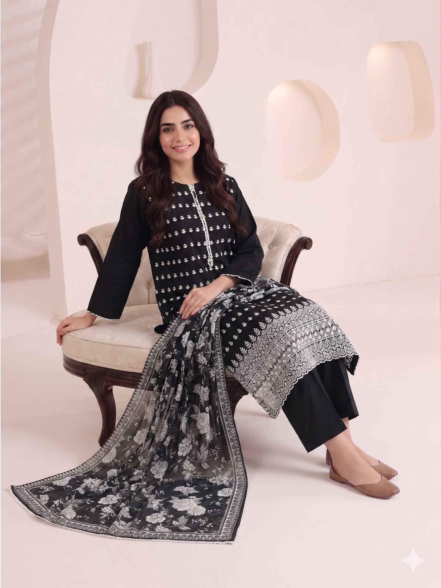 Summer Special Chicken Kari Lawn 3-Piece Suit - Semi-Stitched/Stitched (L, XL)