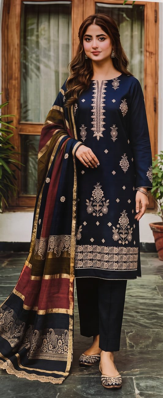 Meerab By Bin Anwar Kashmiri Shawl 3-Piece Suit (Unstitched)