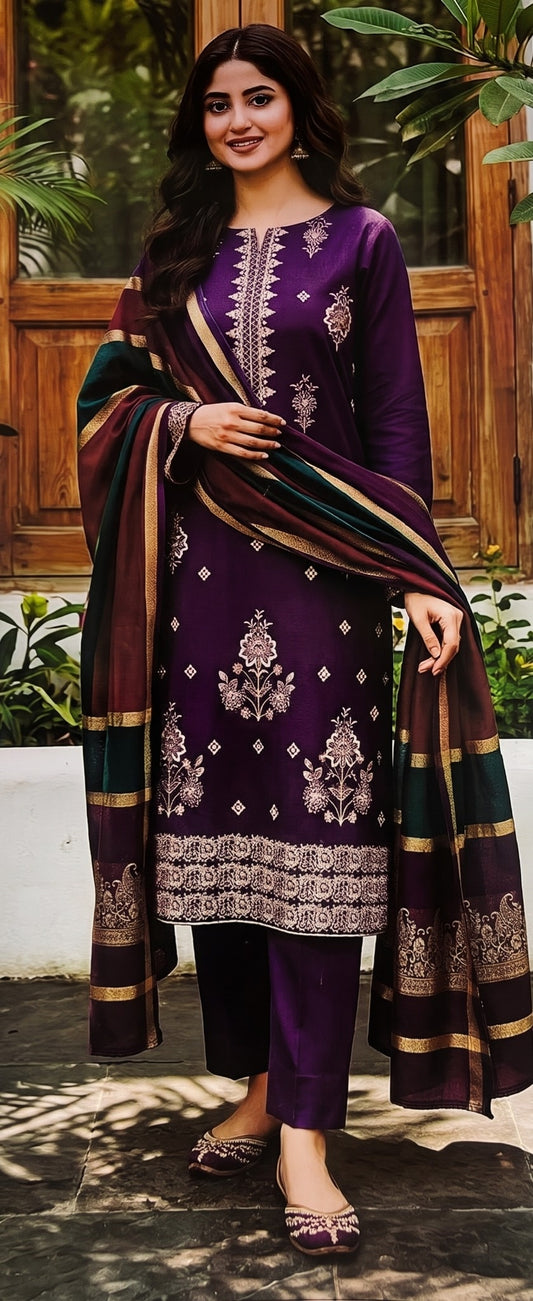 Meerab By Bin Anwar Kashmiri Shawl 3-Piece Suit (Unstitched)