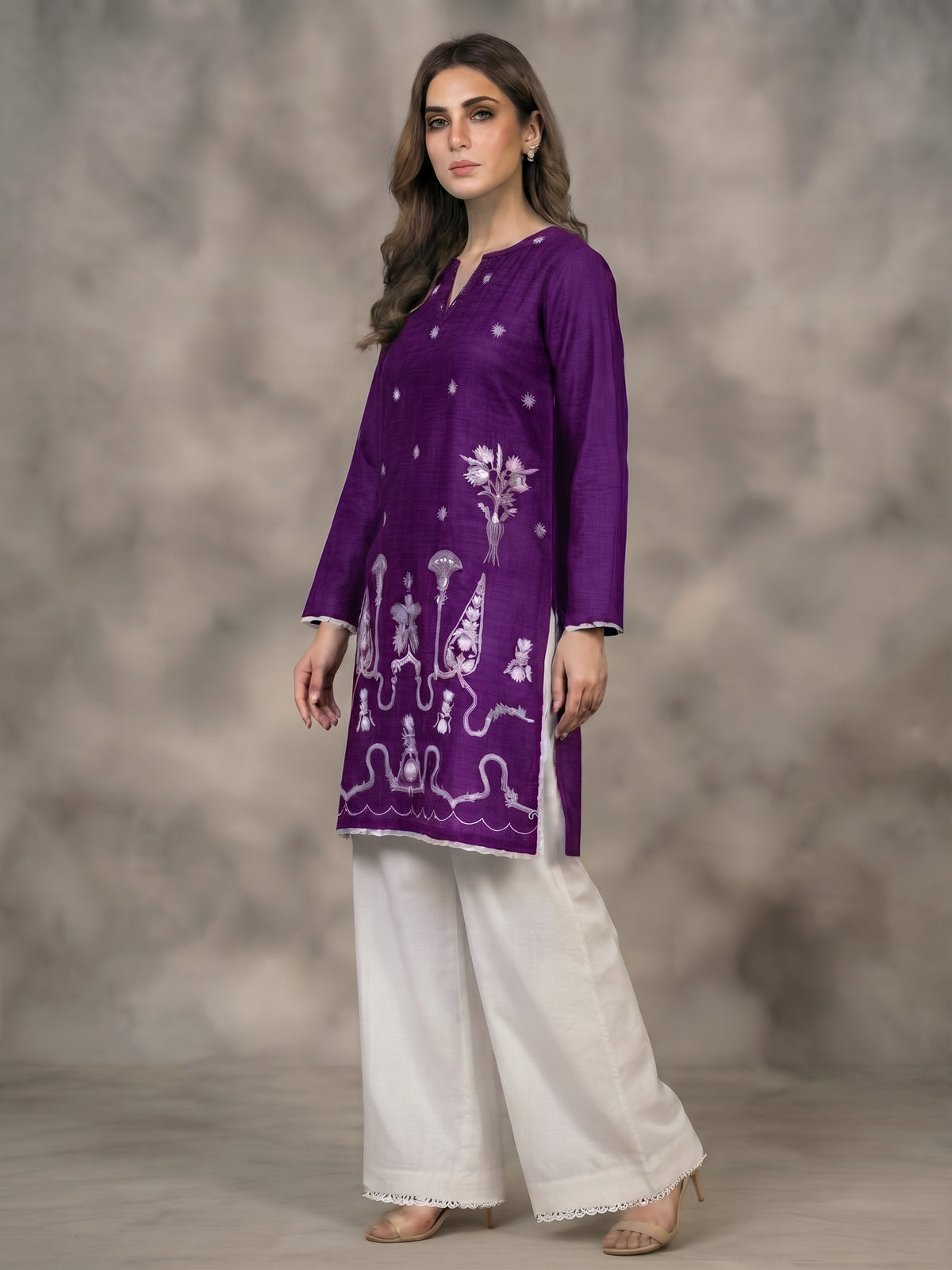 Winter Dhanak Embroidered 2 Piece Co-Ord Set (Stitched)