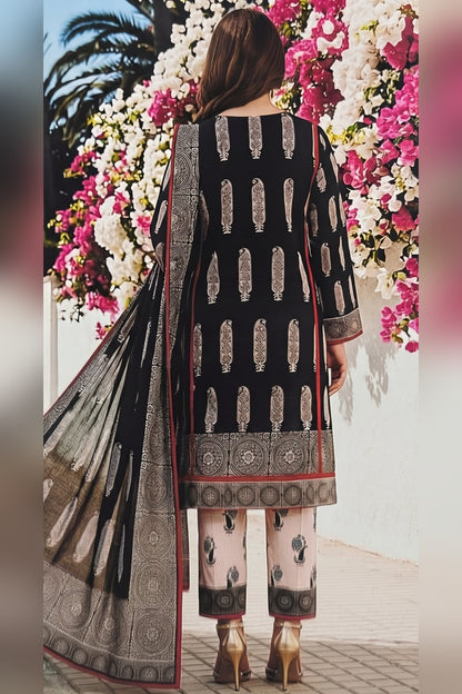 Classic Charm Khaddar Digital Printed 3 Piece Suit (Unstitched)