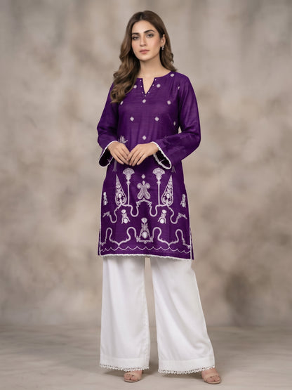 Winter Dhanak Embroidered 2 Piece Co-Ord Set (Stitched)