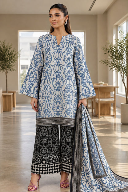 Classic Charm Khaddar Digital Printed 3 Piece Suit (Unstitched)
