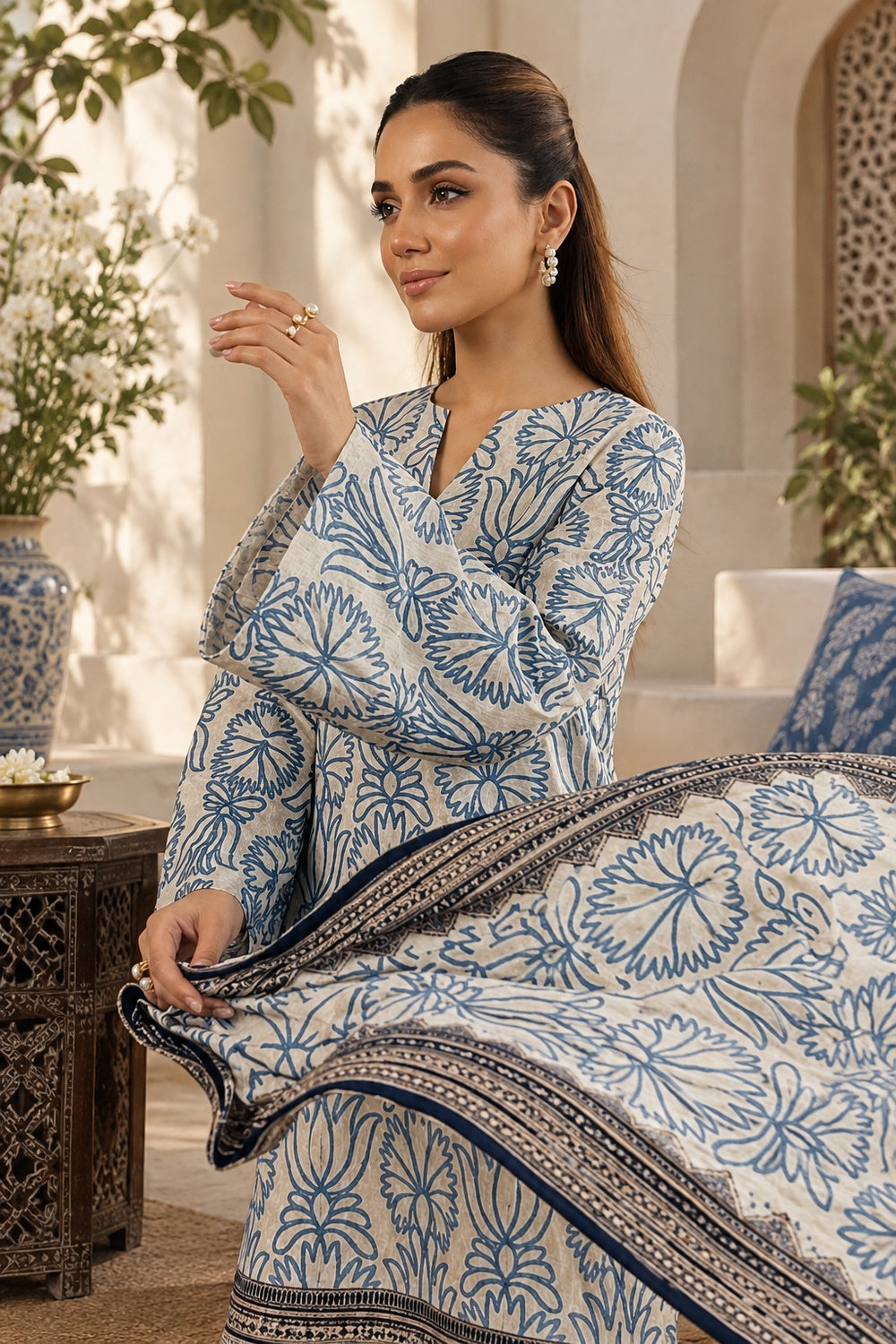 Classic Charm Khaddar Digital Printed 3 Piece Suit (Unstitched)