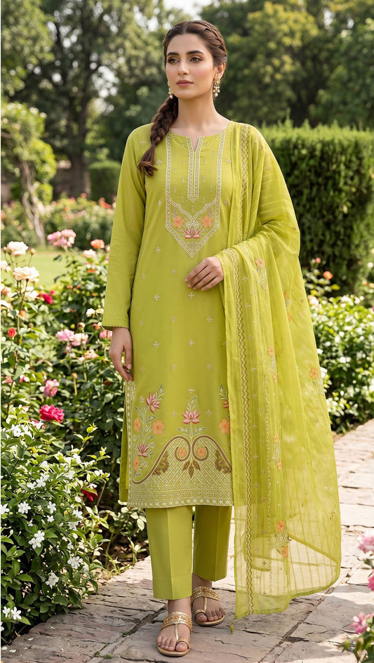 Bin Anwar Rangreza Luxury Embroidered 3-Piece Lawn Suit with Fancy Dupatta