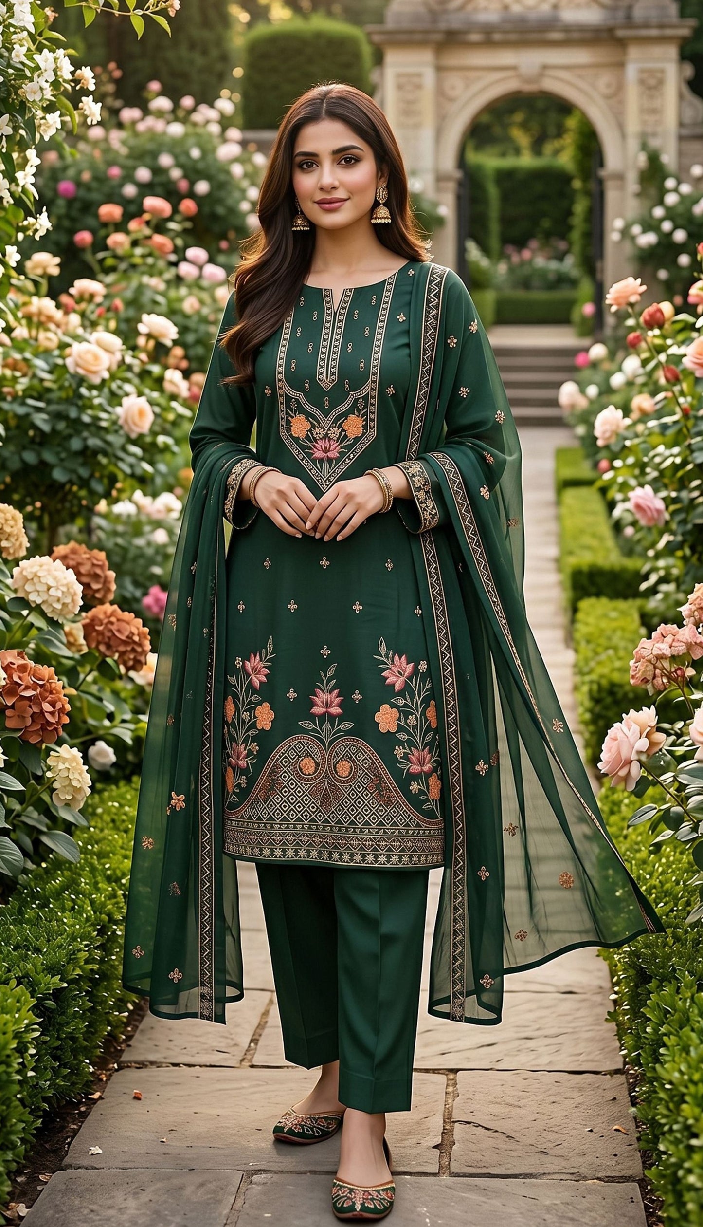 Bin Anwar Rangreza Luxury Embroidered 3-Piece Lawn Suit with Fancy Dupatta