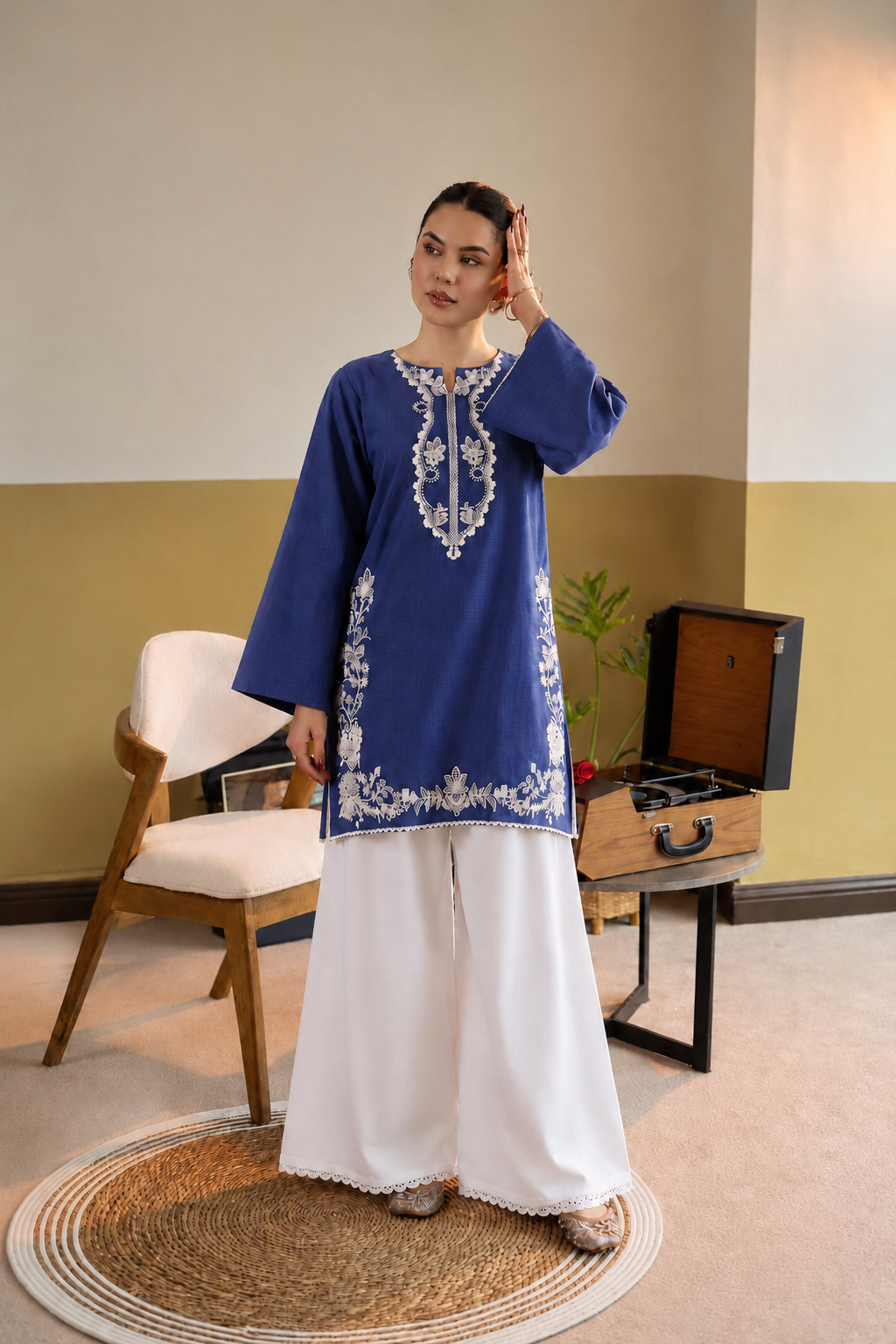 Winter Dhanak Embroidered 2 Piece Co-Ord Set (Stitched)