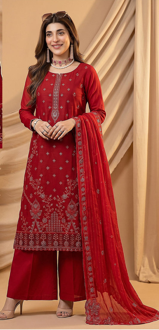 Bin Anwar Shaheen Luxury Embroidered 3-Piece Lawn Suit with Fancy Dupatta