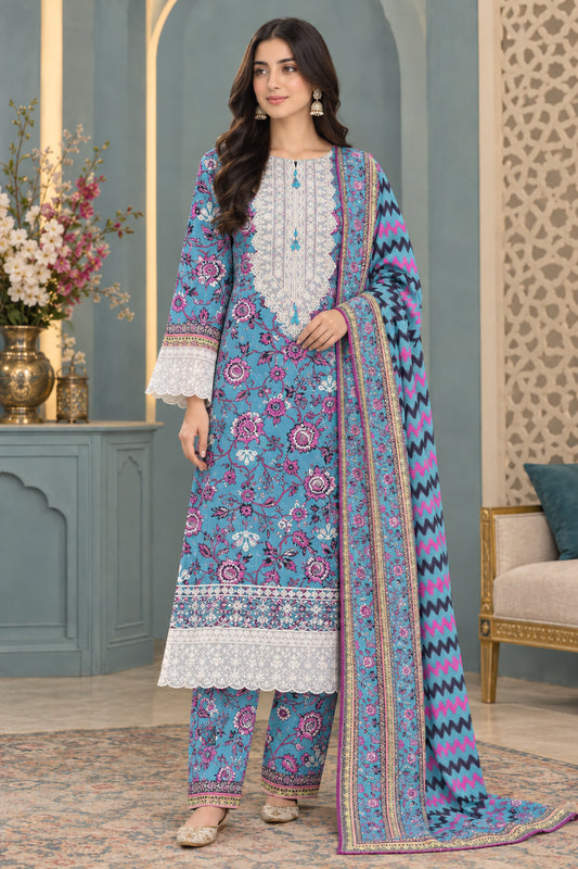 Royal Bloom Khaddar Digital Printed 3 Piece Suit (STITCHED)