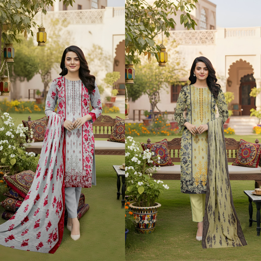 2 Suits Bundle Deal – Lawn 3-Piece Embroidered