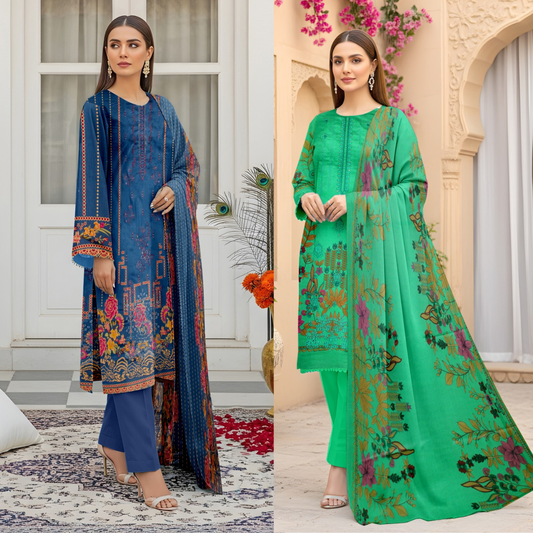2 Suits Bundle Deal – Lawn 3-Piece Embroidered