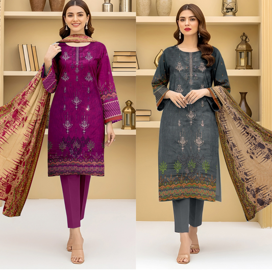 2 Suits Bundle Deal – Lawn 3-Piece Embroidered