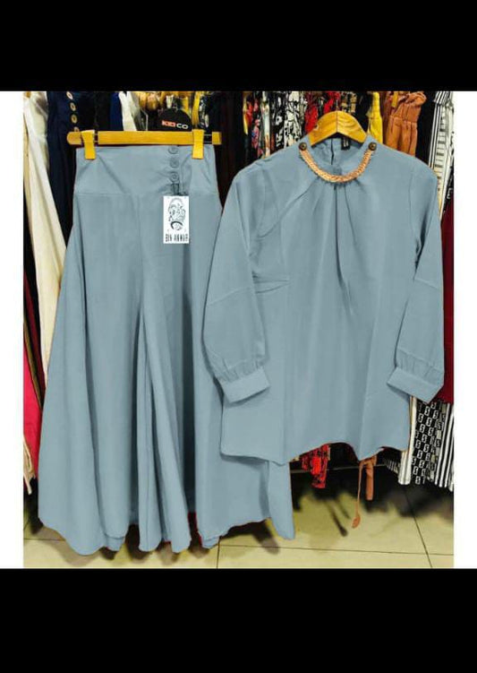 Elegant Western Dusty Blue Two-Piece Suit