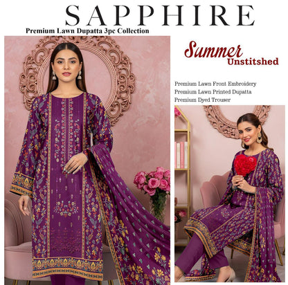BUNDLE OF 10 SUITS LAWN UNSTITCH 3PEICE