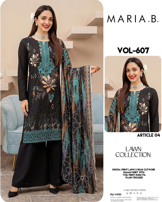 DOWN EMBROIDERY LUXURY LAWN 3PEICE UNSTITCH