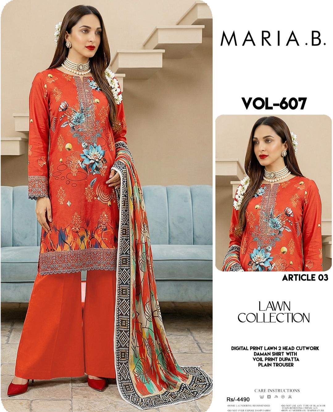 DOWN EMBROIDERY LUXURY LAWN 3PEICE UNSTITCH