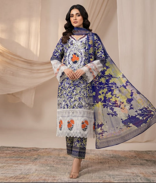 Royal Bloom Khaddar Digital Printed 3 Piece Suit (STITCHED)