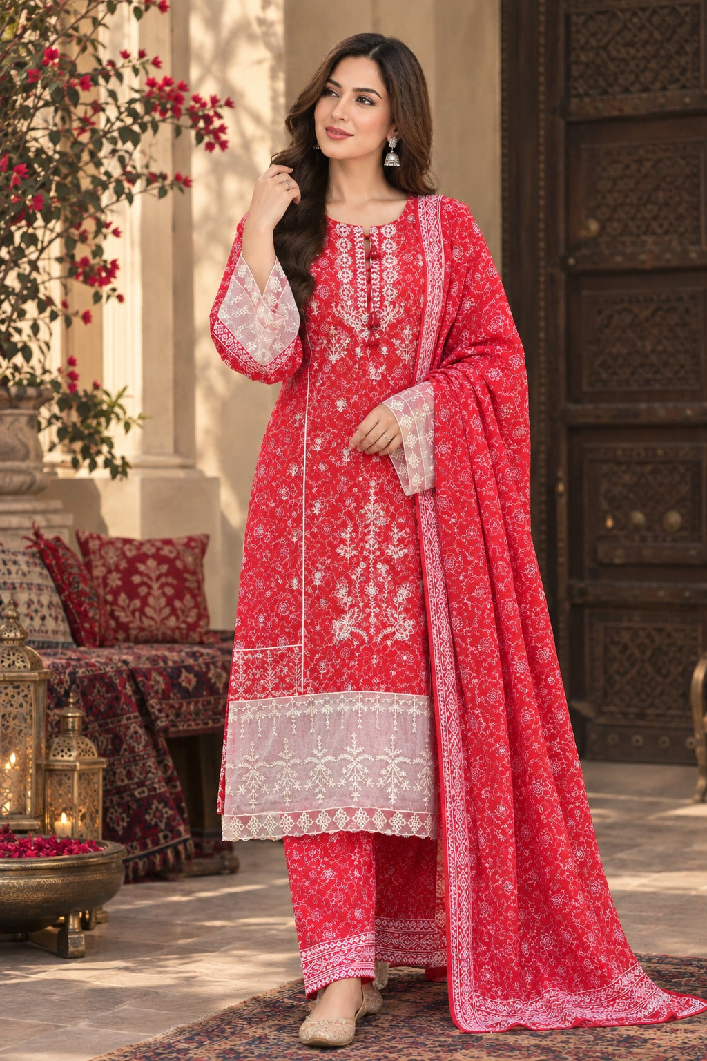 Royal Bloom Khaddar Digital Printed 3 Piece Suit (STITCHED)