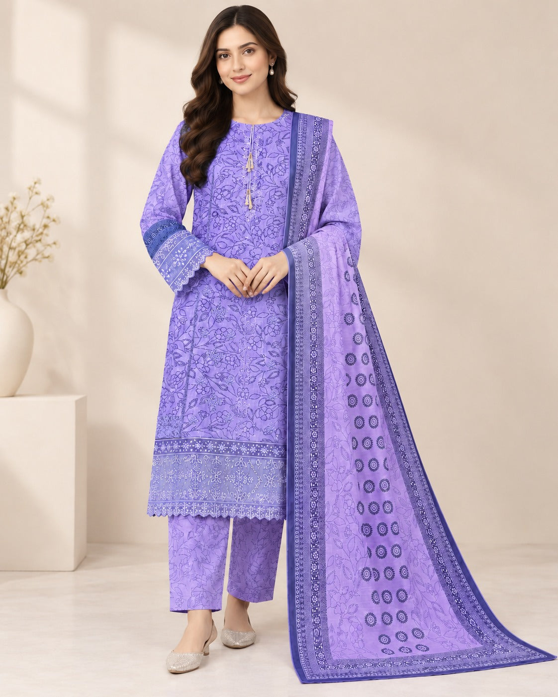 Royal Bloom Khaddar Digital Printed 3 Piece Suit (STITCHED)