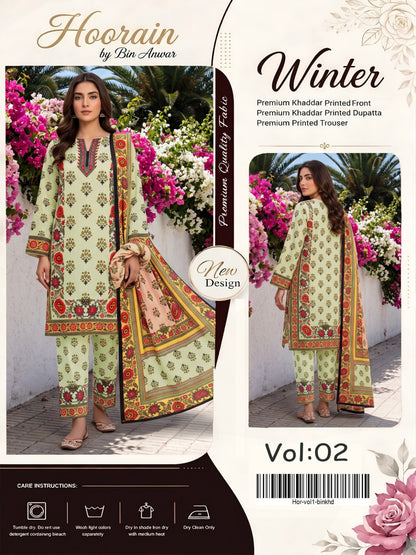 VOLUME NO 1 BUNDLE OF 10 KHADDAR UNSTITCHED 3 PEICE SUIT DIGITAL PRINT