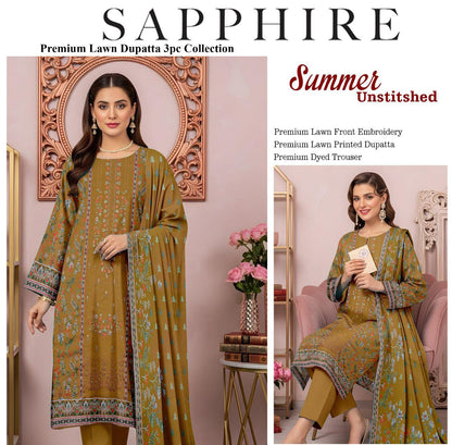 BUNDLE OF 10 SUITS LAWN UNSTITCH 3PEICE