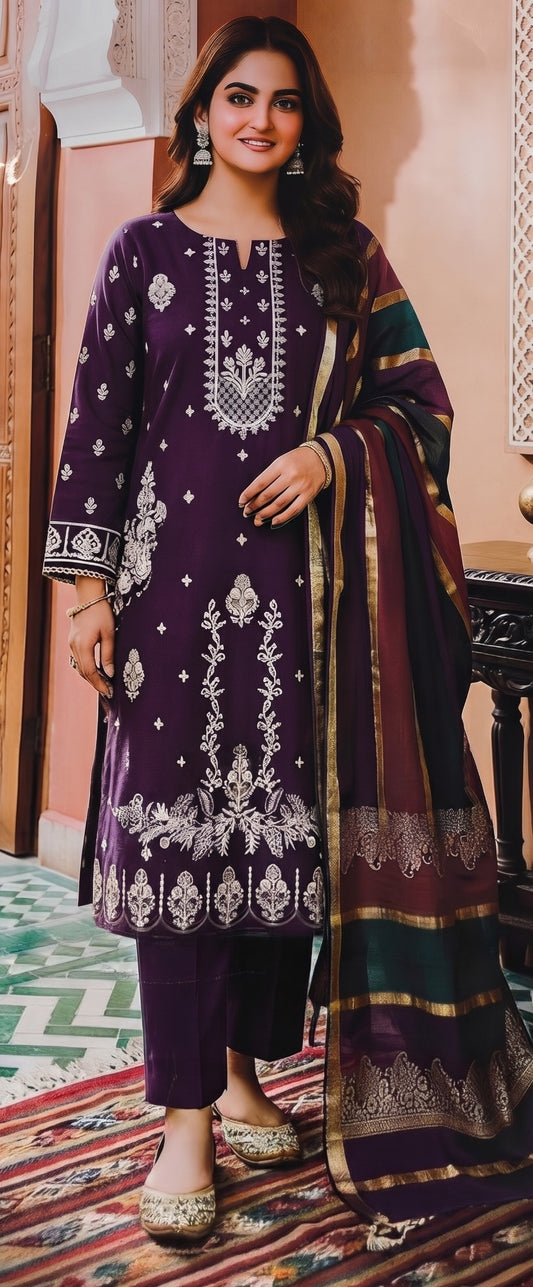 Meerab By Bin Anwar Kashmiri Shawl 3-Piece Suit (Unstitched)