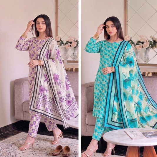 BUNDEL OF TOW 3-PEICE LAWN LUXURY DIGITAL PRINT