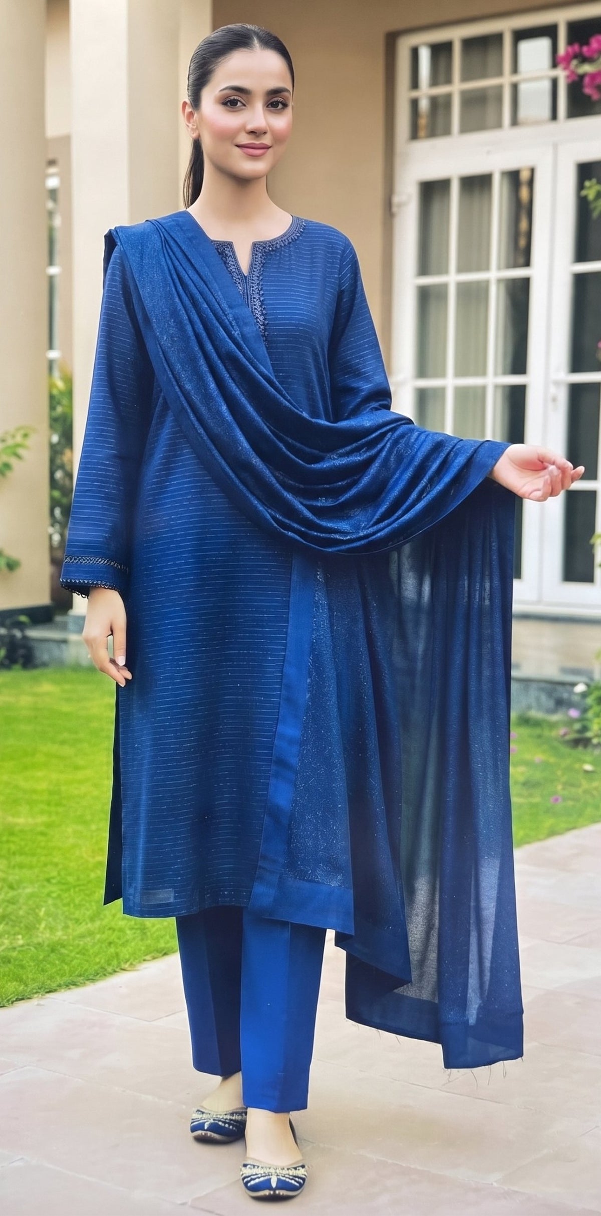 Meeral by Bin Anwar Crystal Velvet 3-Piece Suit (Unstitched)