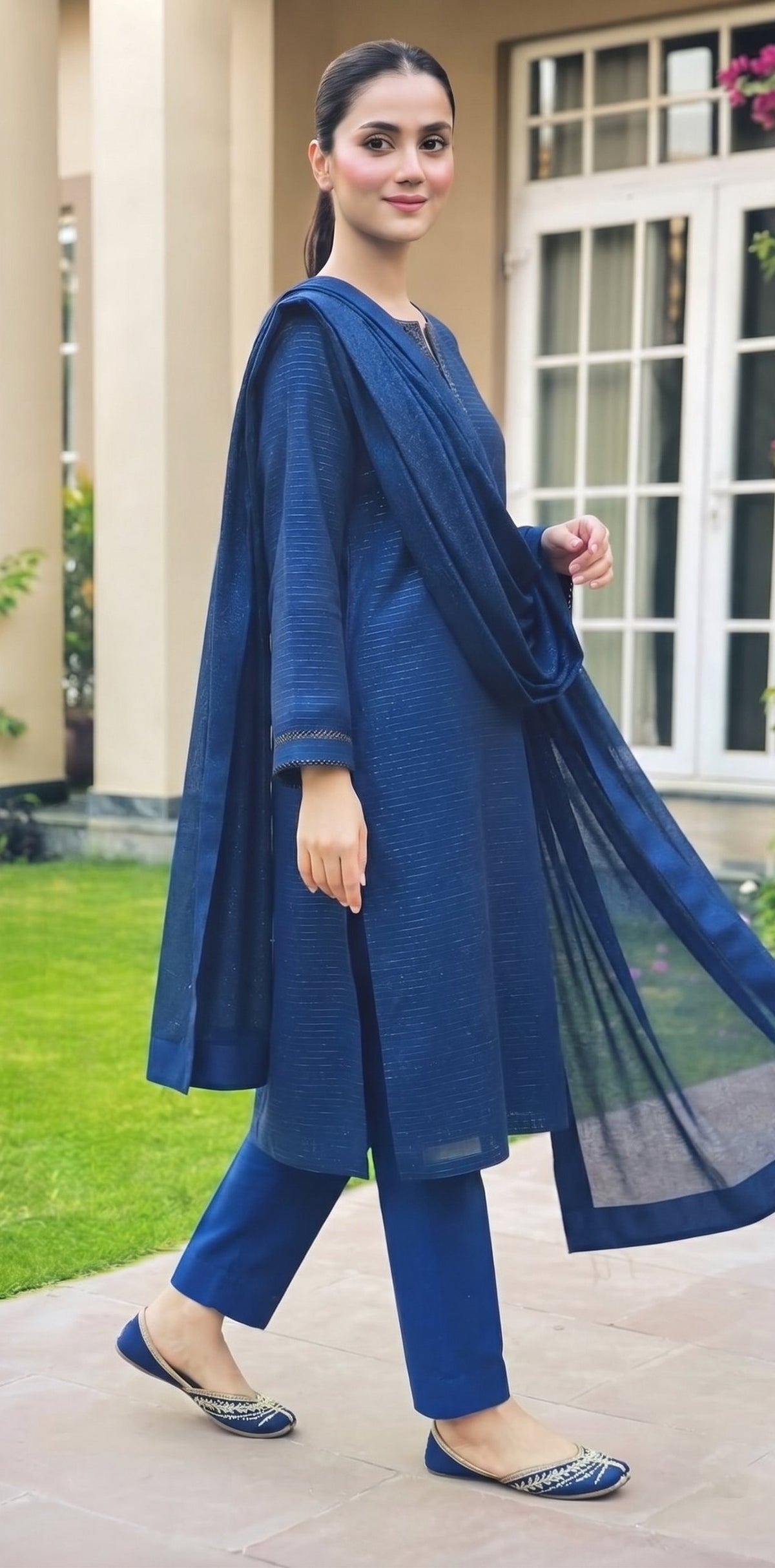 Meeral by Bin Anwar Crystal Velvet 3-Piece Suit (Unstitched)