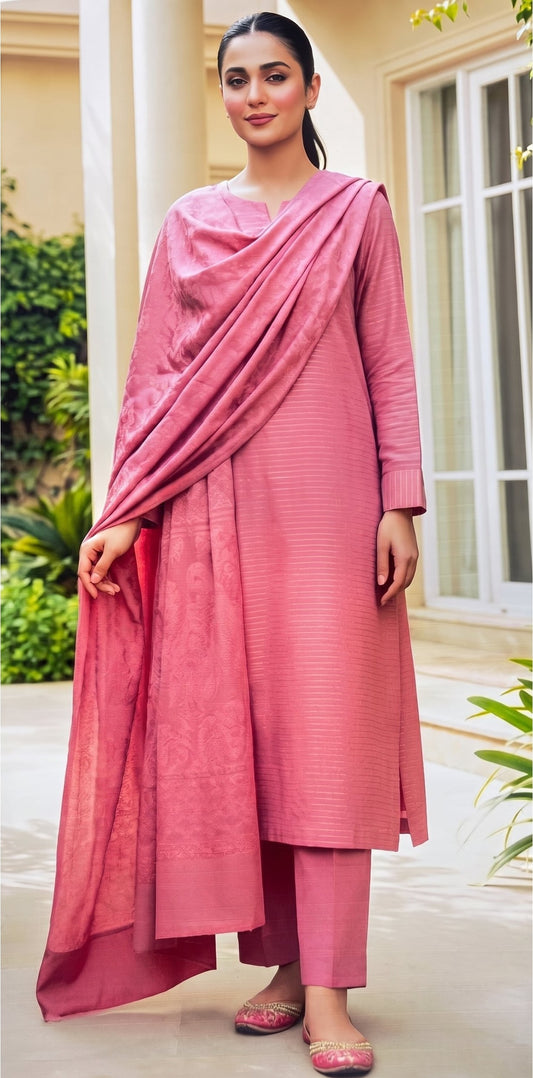 Meeral by Bin Anwar Crystal Velvet 3-Piece Suit (Unstitched)