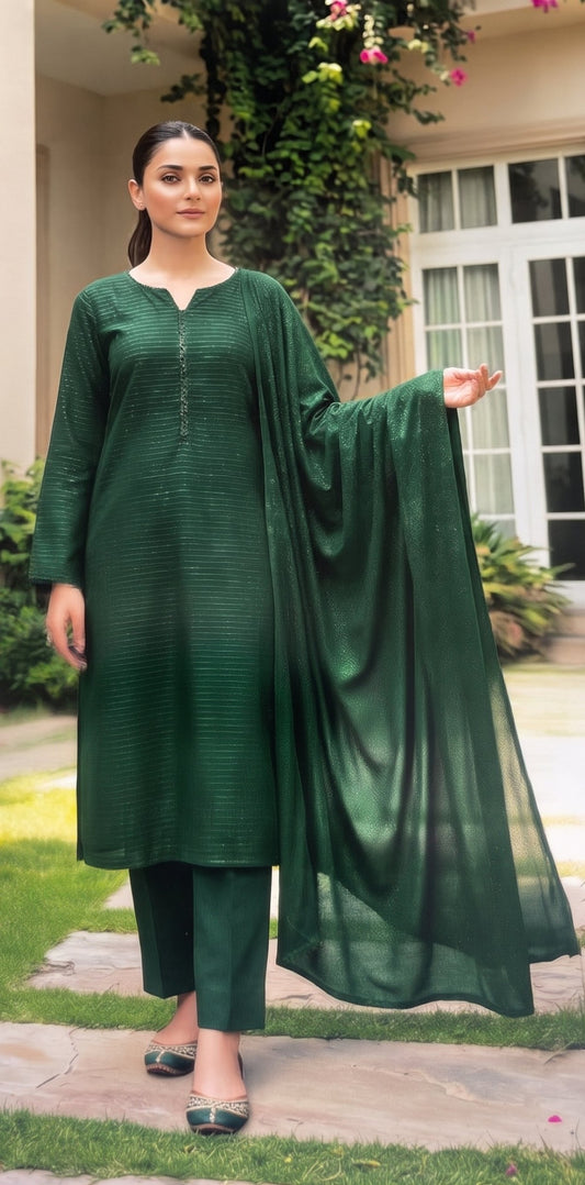 Meeral by Bin Anwar Crystal Velvet 3-Piece Suit (Unstitched)